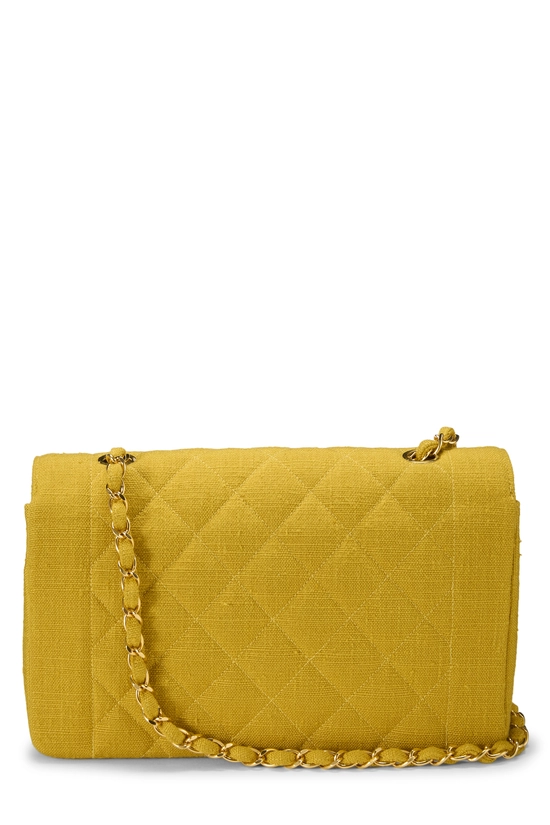 Yellow Quilted Linen Classic Flap Medium, , large image number 3