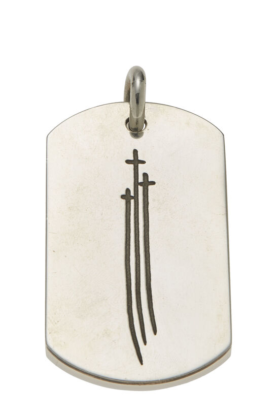 Sterling Silver Triple Cross Dog Tag Charm Large, , large image number 0