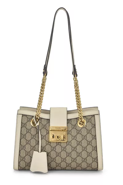 Ivory GG Supreme Canvas Padlock Tote Small