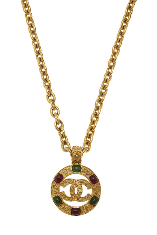 Chanel Gold Filigree & Multicolor Gripoix Necklace Q6J0V119DB001