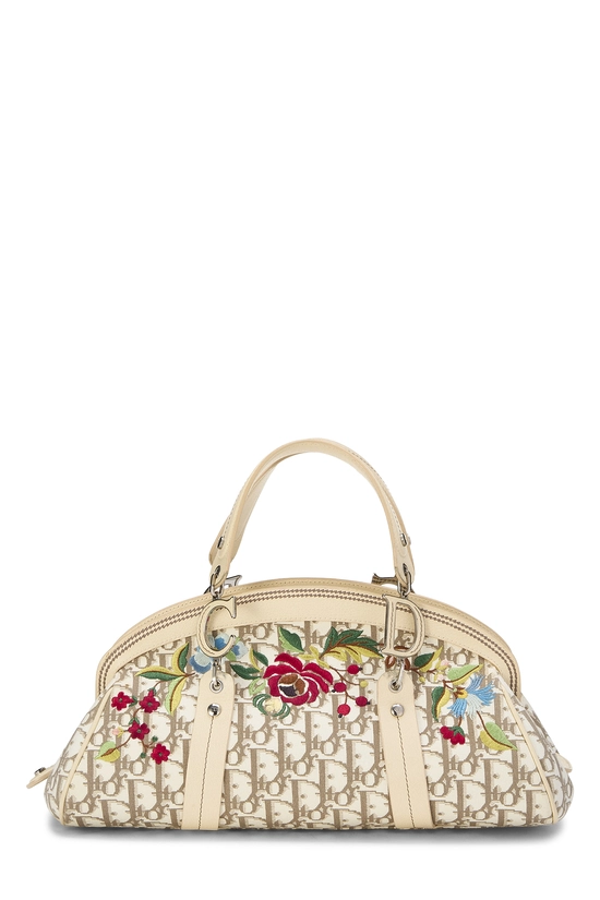 Biege Floral Embroidered Diorissimo Frame Bag Small, , large image number 0
