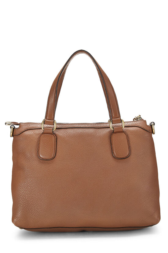 Brown Grained Leather Soho Top Handle Tote, , large image number 4