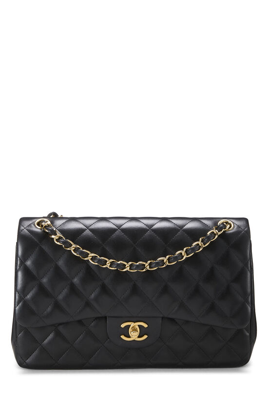 Black Quilted Lambskin New Classic Double Flap Jumbo, , large image number 0