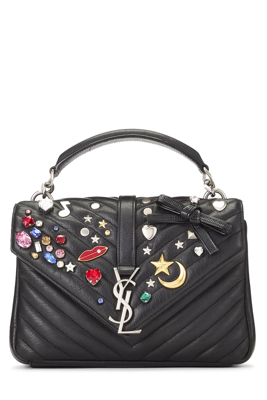 Black Chevron Leather Embellished College Medium, , large image number 0