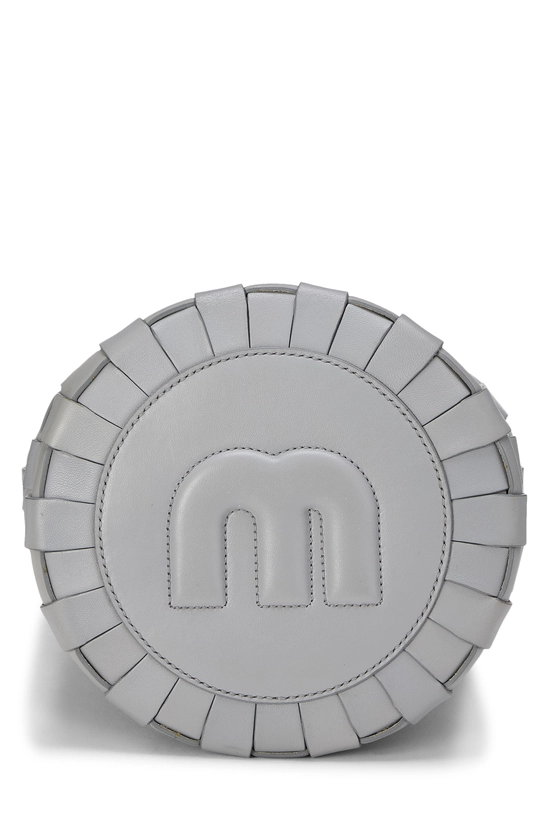 Grey Nappa Woven Bucket Bag, , large image number 4