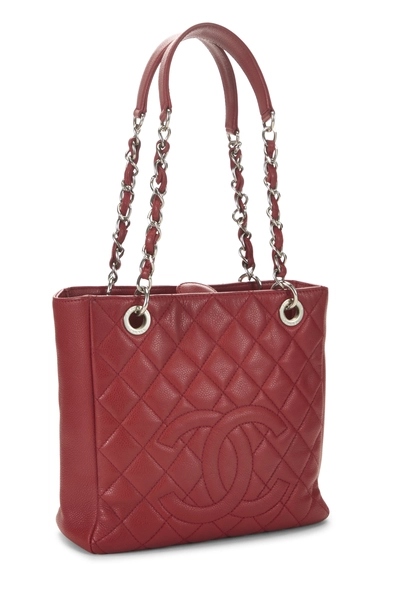 Chanel Red Quilted Caviar Petite Shopping Tote (PST) — photo 2