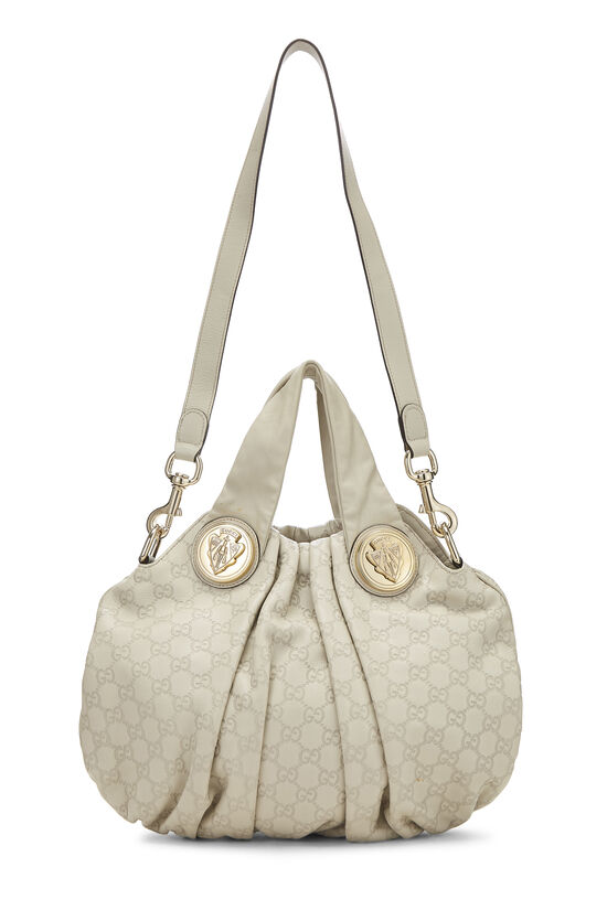 Beige Gucci Signature Leather Hysteria Convertible Tote Large, , large image number 1