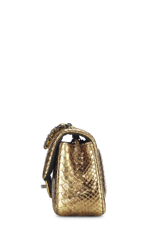Gold Python Classic Rectangular Flap Bag Mini, , large image number 3