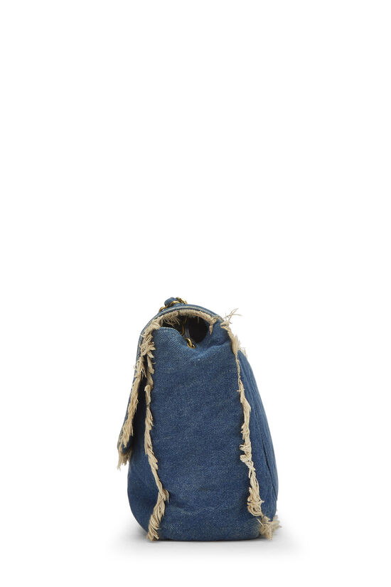 Blue Quilted Denim Half Flap Maxi, , large image number 2