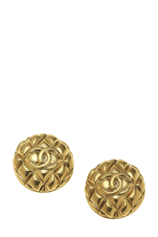 Gold 'CC' Quilted Earrings, , large image number 1