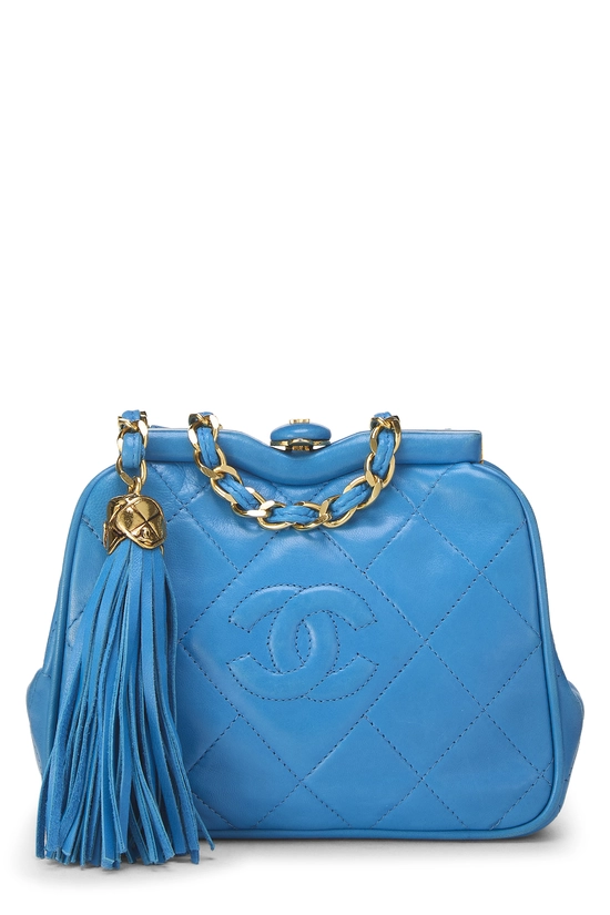 CHANEL ブルーキルティングバッグ Pre-Owned Blue Quilted Lambskin Kiss Lock Waist Pouch Q6AGAN1IBB002