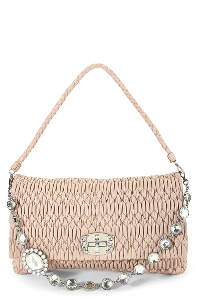 Pink Nappa Crystal Flap Shoulder Bag