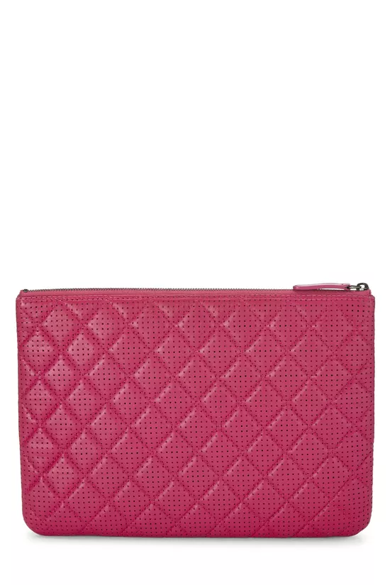 Pink Perforated Quilted O Case Zip Pouch Medium, , large image number 2