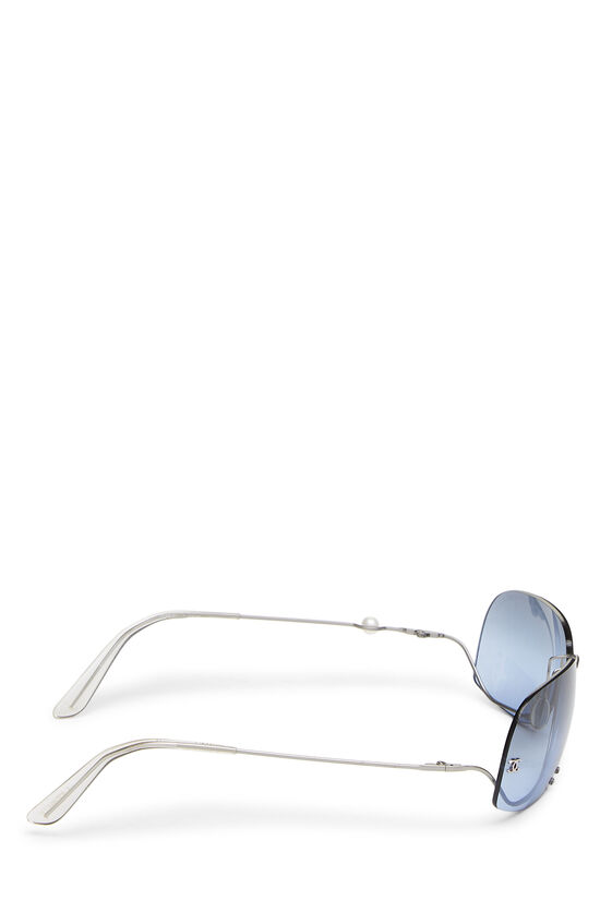 Blue Rimless Rectangle Sunglasses , , large image number 2