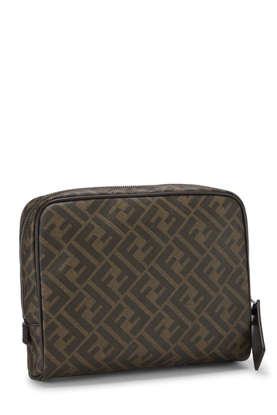 Brown Zucca Coated Canvas Pouch, , large
