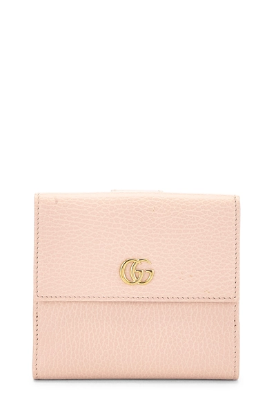 Pink Grained Leather GG French Flap Wallet 