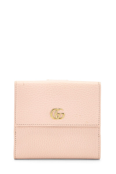 Pink Grained Leather GG French Flap Wallet 