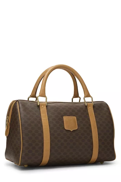 Brown Coated Canvas Macadam Handbag, , large