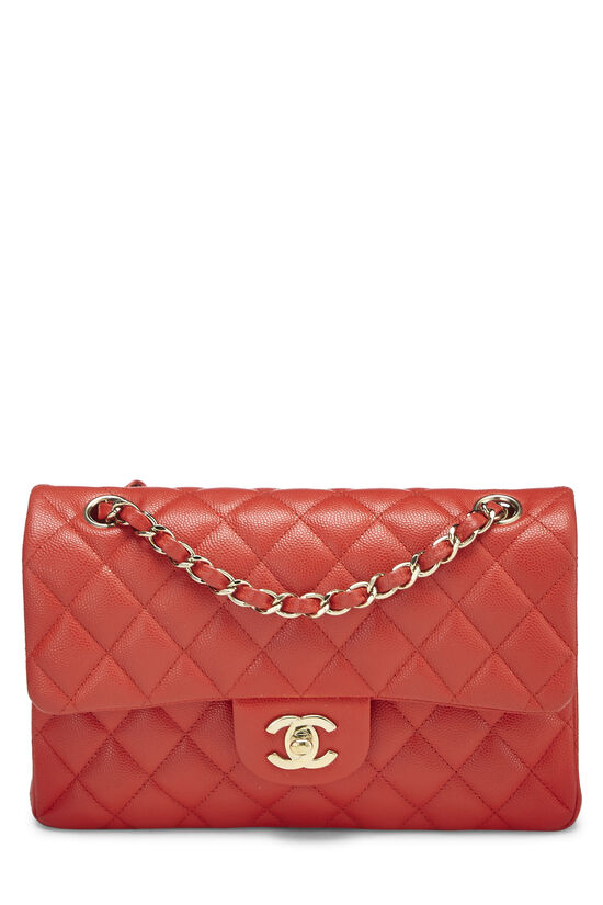 Chanel Red Quilted Caviar Classic Double Flap Small Q6B0101OR1000