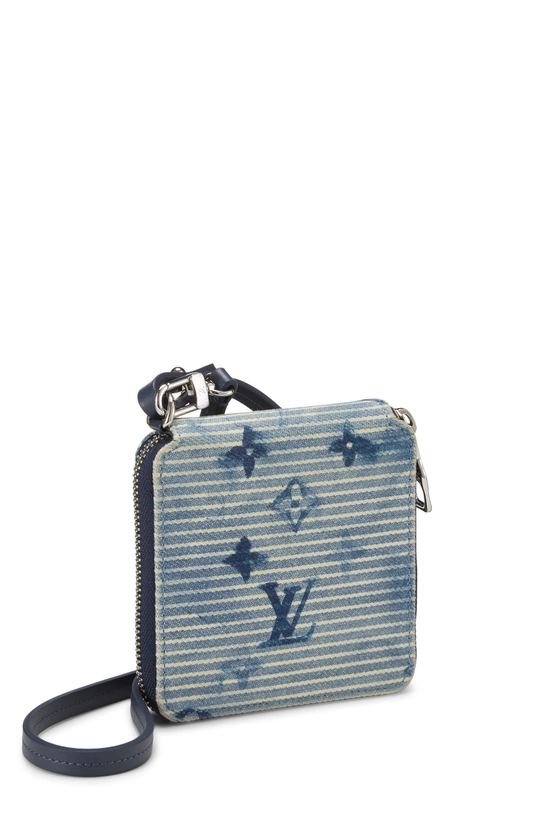 Blue Hickory Striped Denim Watercolor Wallet on Strap, , large image number 1