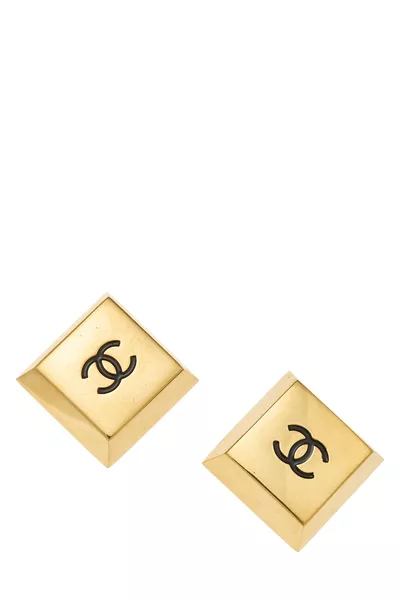Gold 'CC' Square Earrings
