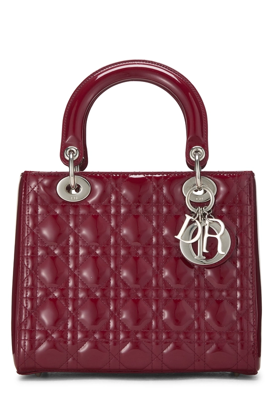 Red Cannage Patent Leather Lady Dior Medium, , large image number 0
