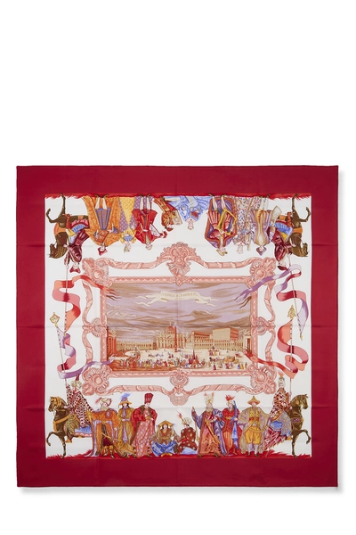 Red & Multicolor 'Turqueries en L'Honneur' Silk Scarf 90