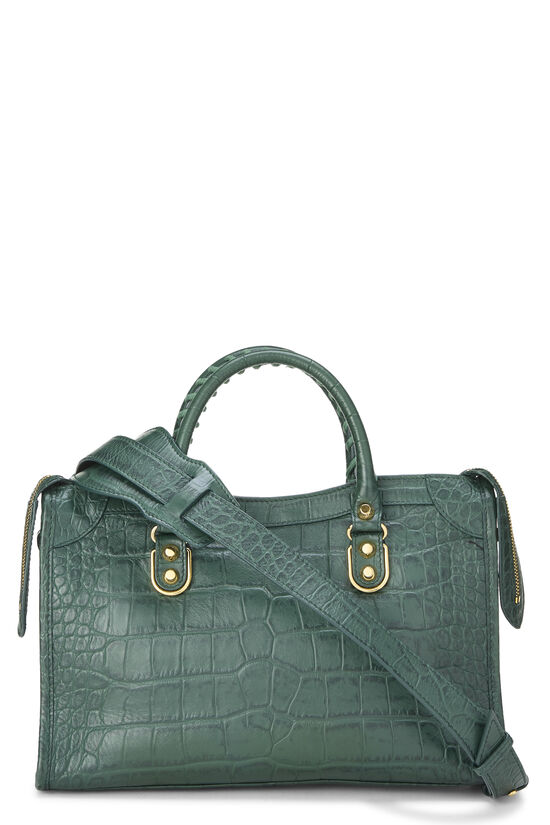 Green Embossed Metallic Edge Classic City Bag Small, , large image number 3