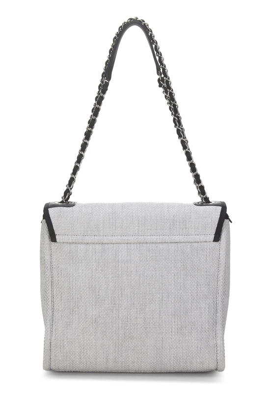 Grey Woven Raffia Deauville Messenger, , large image number 3