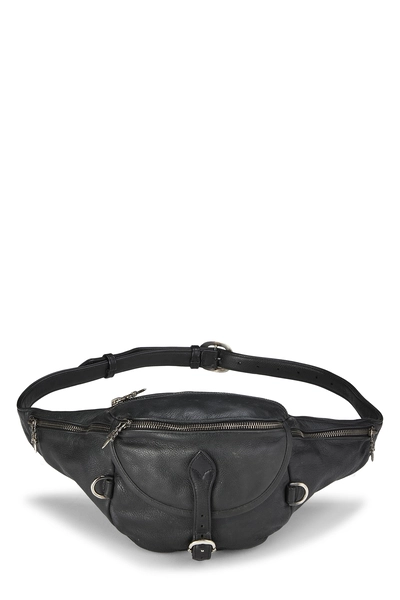 Black Leather Snat Pack Waist Bag