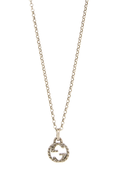 Silver Interlocking GG Necklace Small, , large