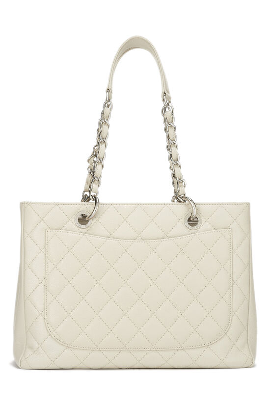 Cream Quilted Caviar Grand Shopping Tote (GST)
