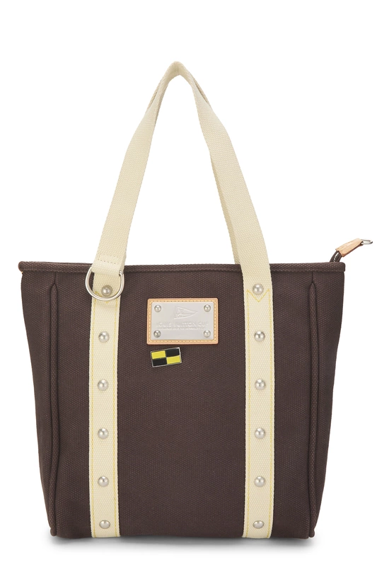 Brown Canvas Antigua Cabas MM, , large image number 0
