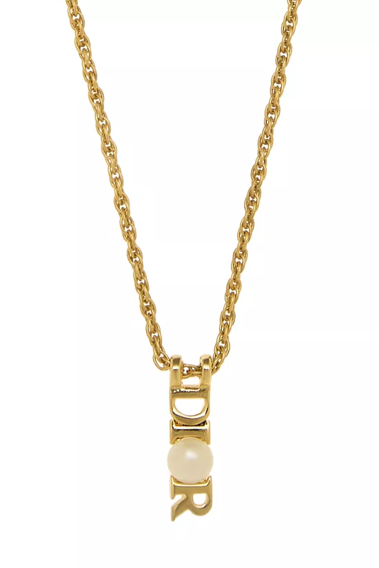 Gold & Faux Pearl Necklace, , large image number 1