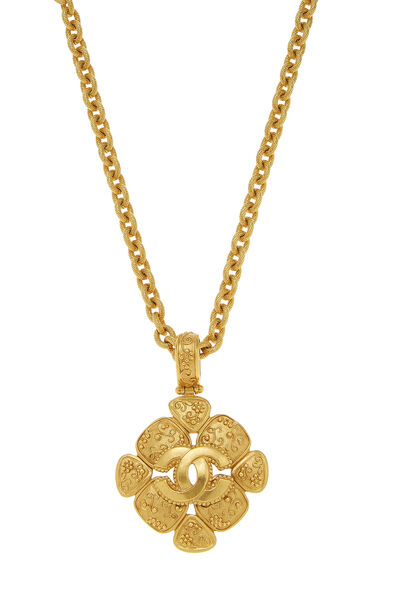 Gold 'CC' Grapevine Necklace, , large