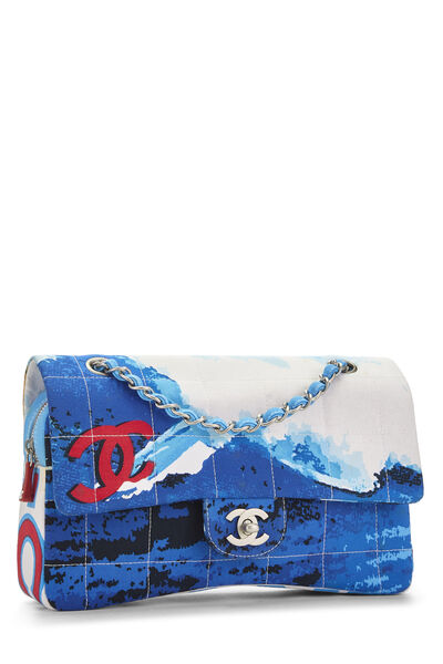 Blue Canvas Surf Line Flap Bag Medium, , large