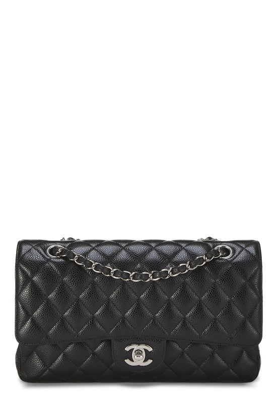 Black Quilted Caviar Classic Double Flap Medium, , large image number 0