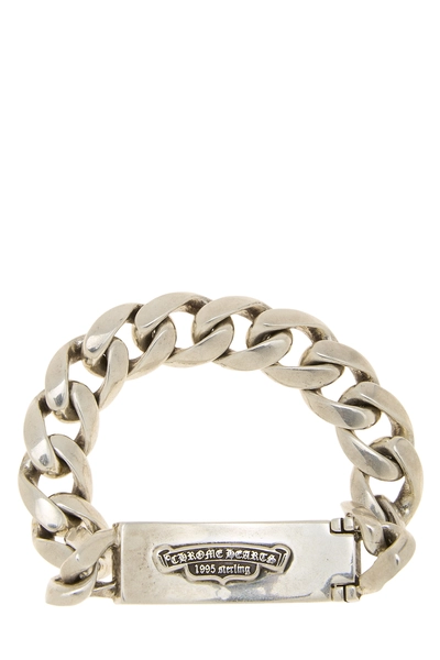 Sterling Silver Floral Heart ID Bracelet, , large