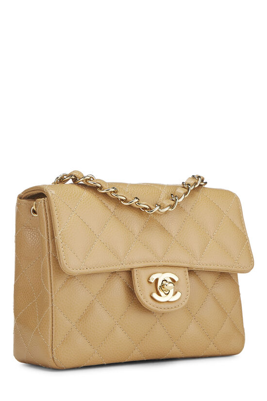 Chanel K48 Chanel 7 Flap Beige Quilted Leather Shoulder Mini Bag