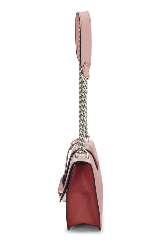 Pink & Red Saffiano Leather Chain Shoulder Bag, , large image number 2