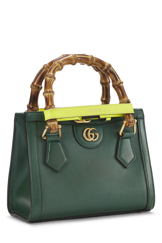 Green Leather Diana Bamboo Handbag Mini, , large image number 1