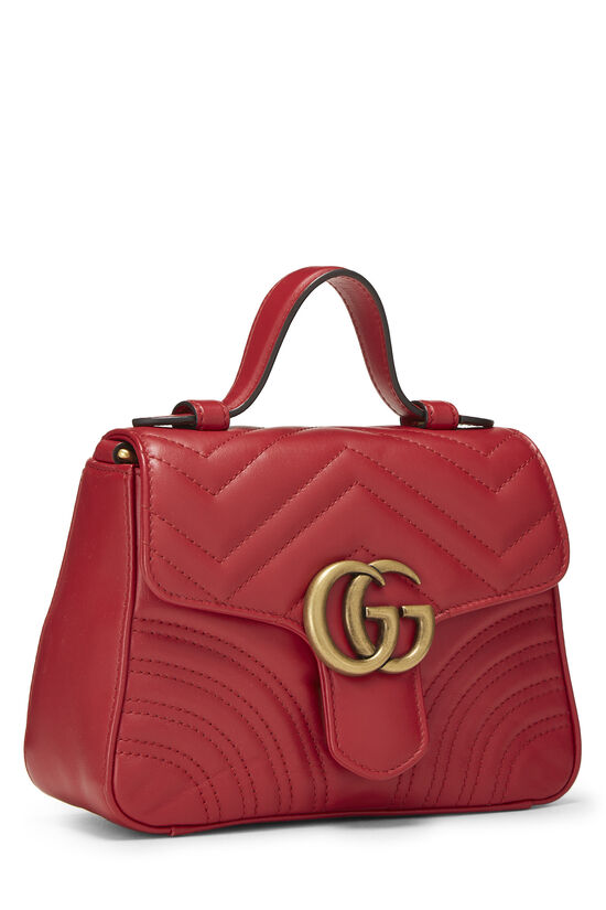 Red Leather GG Marmont Top Handle Bag Mini, , large image number 1