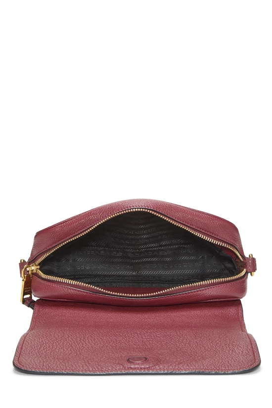 Burgundy Vitello Daino Flap Crossbody Bag Small, , large image number 5