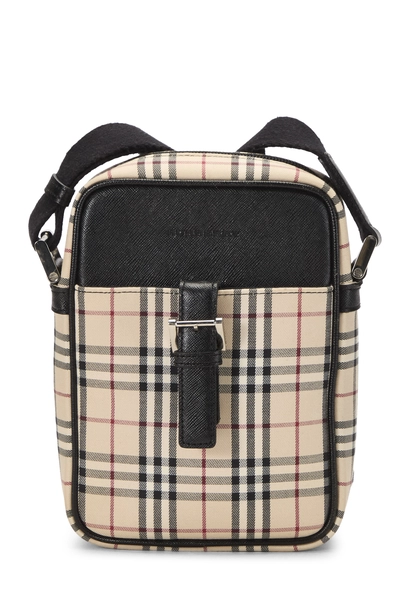 Burberry Black Jacquard House Check Vertical Camera Bag Medium