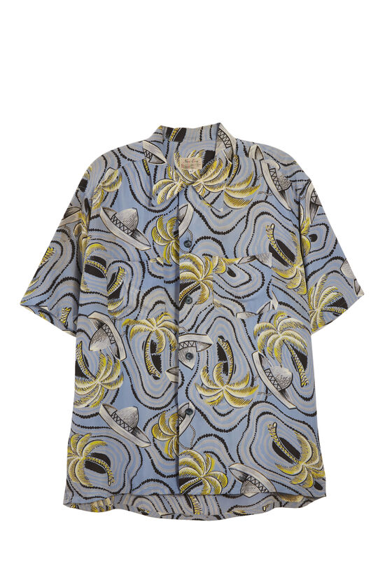 Blue Palm Tree New Era Hawaiian Shirt, , large image number 0