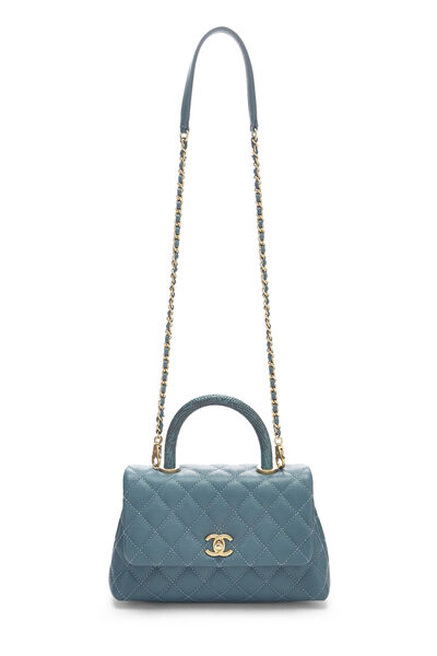 Blue Quilted Caviar Coco Handle Bag Mini, , large