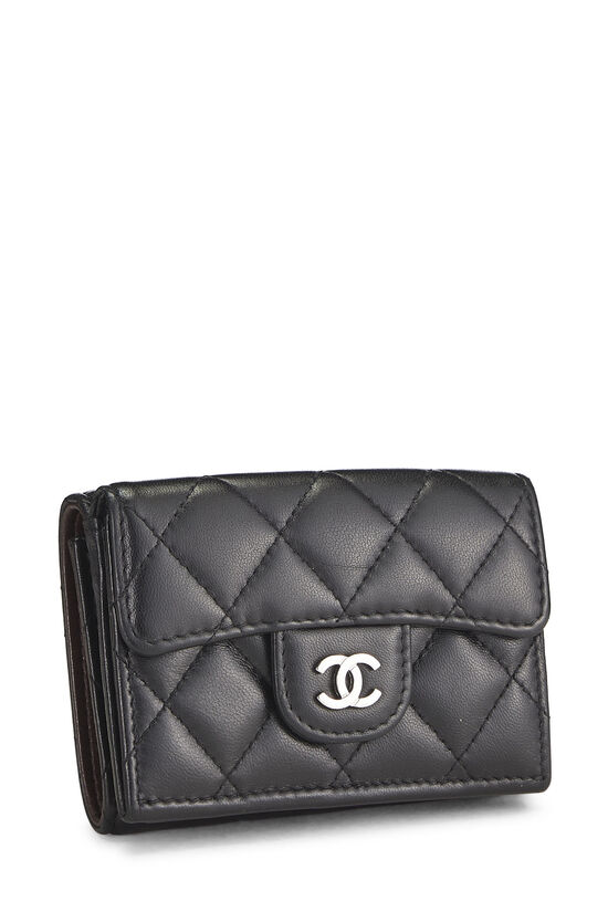 Black Quilted Lambskin Classic Flap Compact Wallet, , large image number 1
