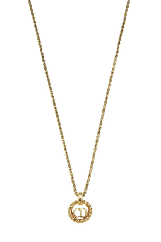 Gold Round 'CD' Necklace Small, , large image number 1