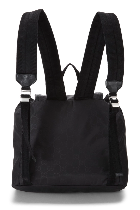 Black GG Nylon Double Pocket Backpack, , large image number 3