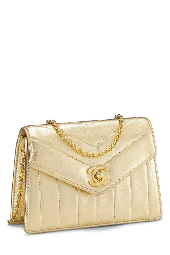 Chanel Metallic Gold Chevron Lambskin Envelope Flap Mini Q6B0591ID9012